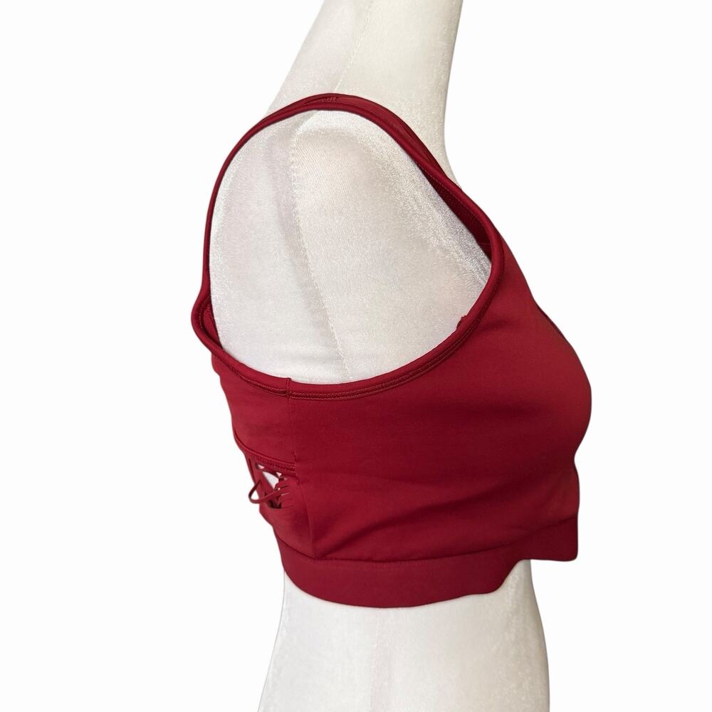 Nike Medium Motion Adapt High Support Sports Bra Maroon Red Fringe Cutout - Picture 6 of 9
